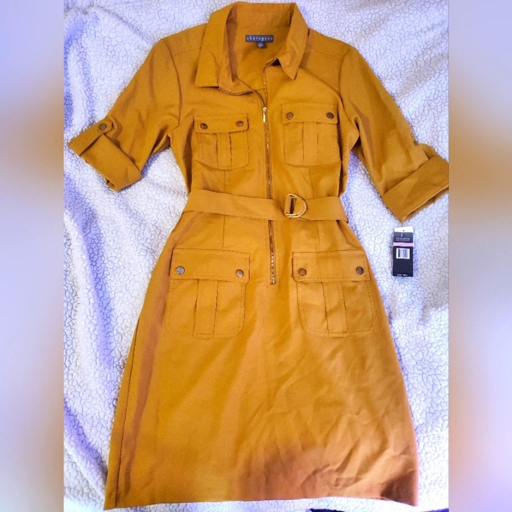 NWT Women's belted Sharagano fitted dress size 10